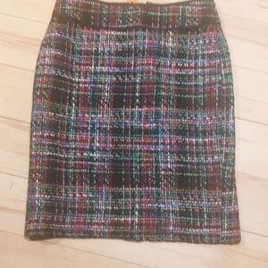 Talbots Multicolor Plaid Tweed Pencil Skirt